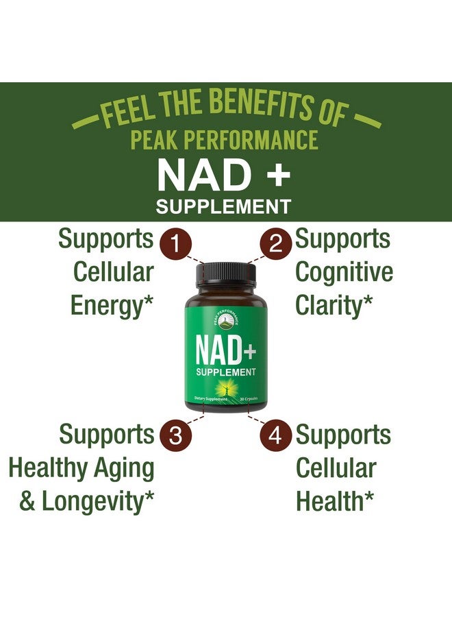 Peak Performance Ultra High Purity NAD Supplement For Women And Men. NAD+ Similar To Nicotinamide Riboside. Supports Energy, Brain Function, Healthy Aging & Longevity. Third Party Tested Non-GMO Supplements - Image 2