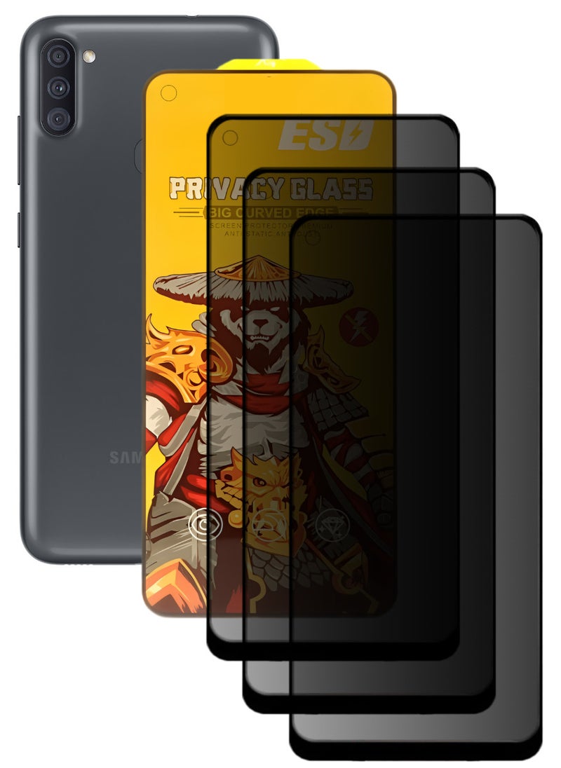 ESD 3 Pieces Tempered Dustproof Privacy Glass Screen Protector Compatible For Samsung Galaxy A11 - Image 1