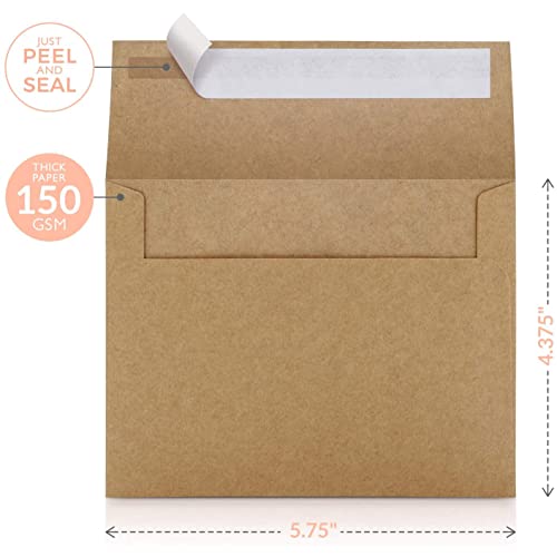 Sweetzer & Orange A2 Envelopes Brown Self Seal Paper Mailers (100 with Box). Luxury 150gsm For Greeting Card and Invitation Holders 4-3/8 x 5-3/4, Photos, Wedding, RSVP Cards Plain Mailing Inserts - Image 2