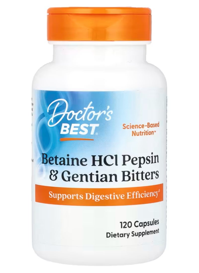 Doctor's BEST Betaine HCl Pepsin & Gentian Bitters 120 Capsules  - Image 1