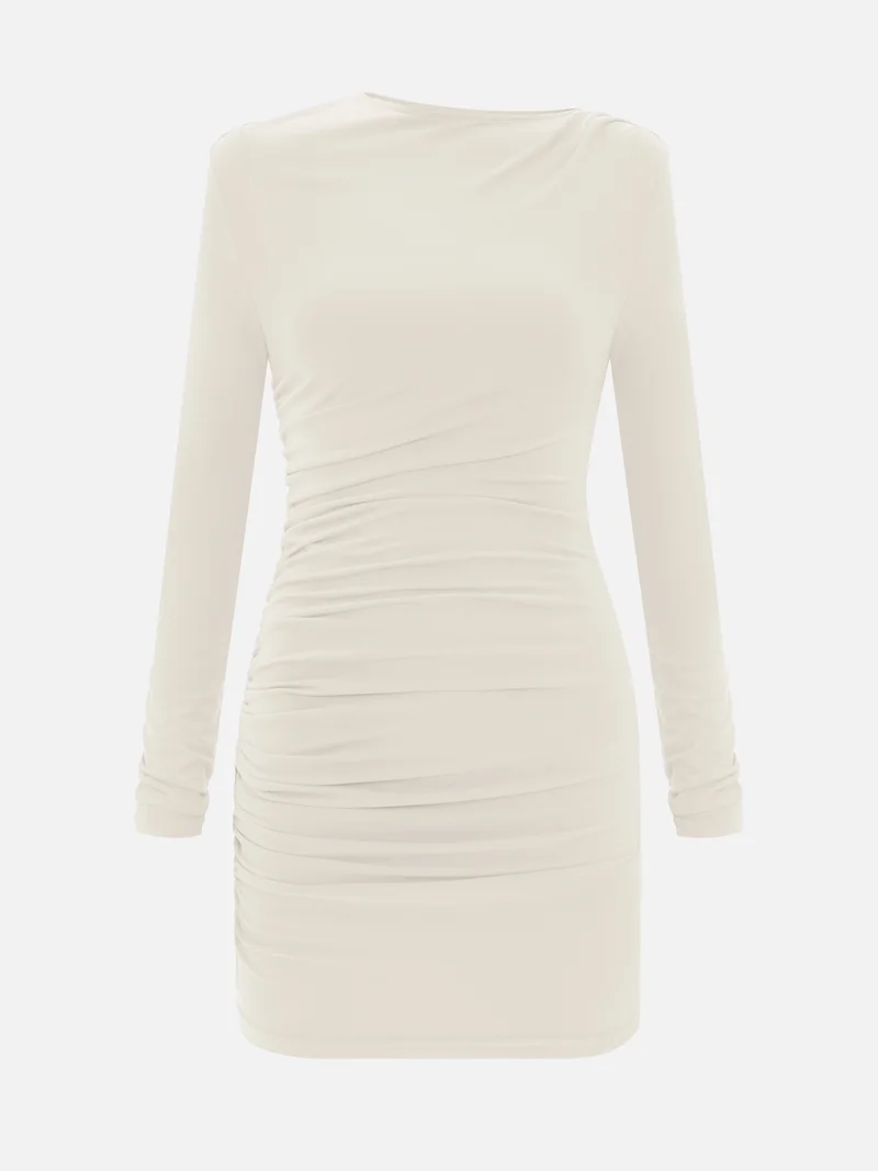 Lichi Jersey mini dress with long sleeves and gathering at the side seam