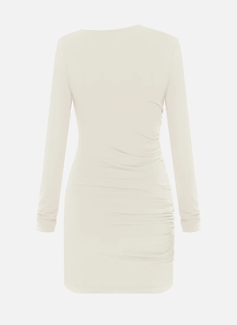 Lichi  Jersey mini dress with long sleeves and gathering at the side seam for Women | Best Price UAE
