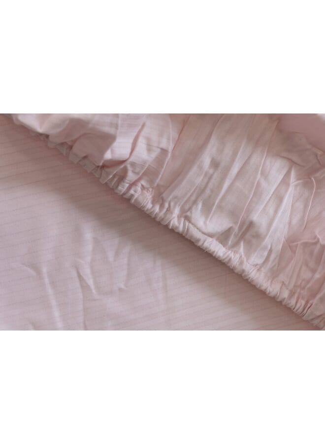 MEHALLA Fitted Sheet Set-Satin Stripe 4mm 1 Bed Sheet - 2 Pillowcases - Rose - 180 *200+35cm - 100% Egyptian Cotton - Image 3