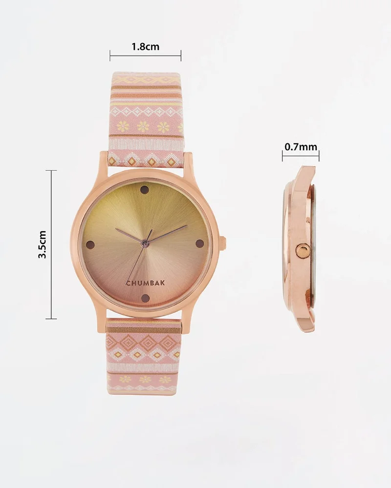 Chumbak  TEAL by Chumbak Ombre Aztec Watch-Peach for Women | Best Price UAE