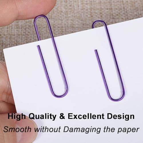 Vinaco Purple Jumbo Paper Clips, 100 Pack, 2 Inch (50 mm), Durable & Rust Resistant, Great for Office, School and Personal Use - Image 4