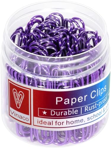 Vinaco Purple Jumbo Paper Clips, 100 Pack, 2 Inch (50 mm), Durable & Rust Resistant, Great for Office, School and Personal Use - Image 1