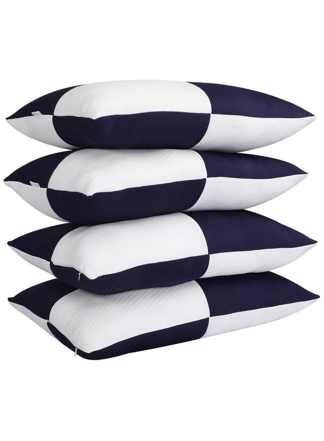 VYBBA Microfiber Height Adjustable Hollow Fibre Sleeping Pillow with Zip | Pillows Set of 4 (Blue and White, 27 X 17 Inches) | Pillows with 4 Month-Warranty - Image 1