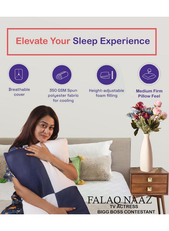 VYBBA Microfiber Height Adjustable Hollow Fibre Sleeping Pillow with Zip | Pillows Set of 4 (Blue and White, 27 X 17 Inches) | Pillows with 4 Month-Warranty - Image 2