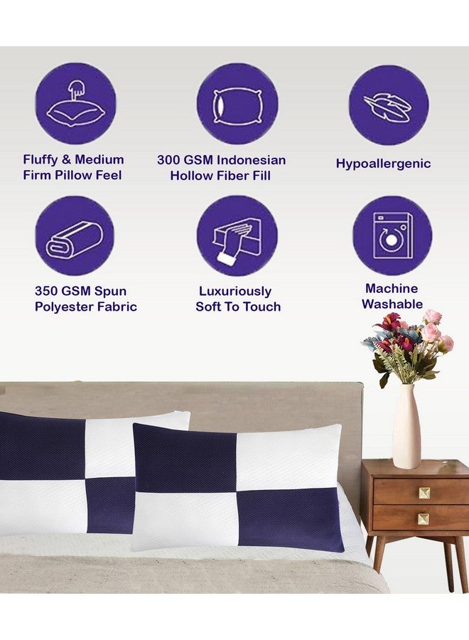 VYBBA Microfiber Height Adjustable Hollow Fibre Sleeping Pillow with Zip | Pillows Set of 4 (Blue and White, 27 X 17 Inches) | Pillows with 4 Month-Warranty - Image 3