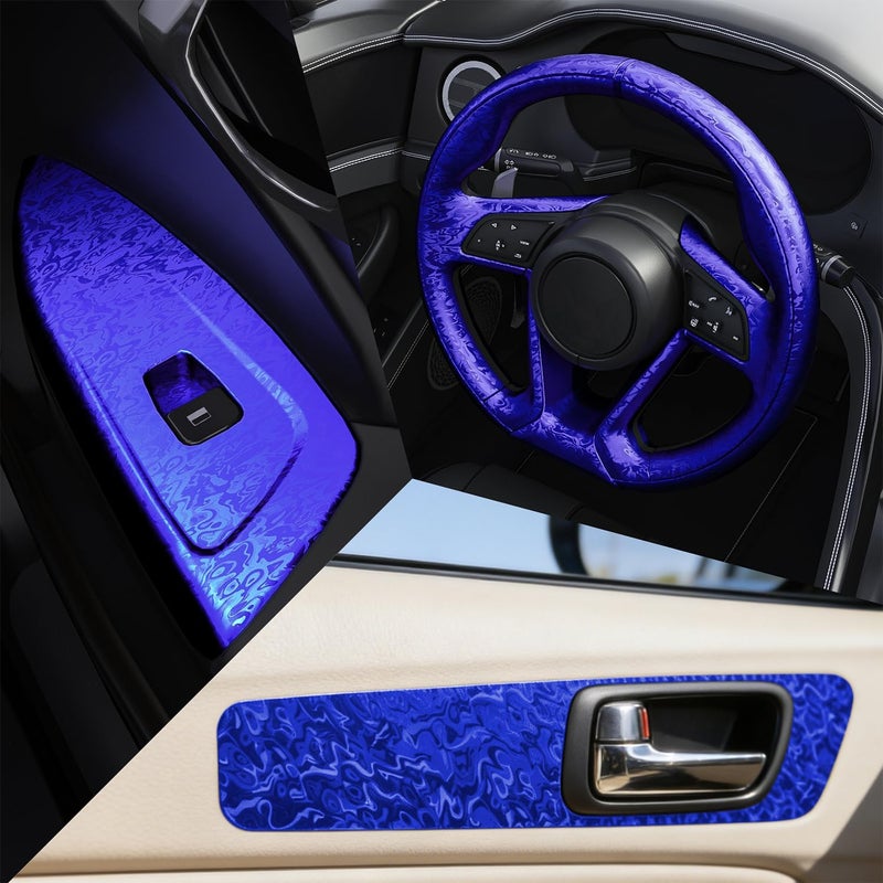 Foneso Forged Carbon Fiber Vinyl Wrap, 3D Cosmic Ghost Textured Auto Car Sticker Decal Film Sheet DIY Vehicle Paint Changing Wrap Featuring Air Release Technology (Blue, 1ft x 5ft) - Image 3