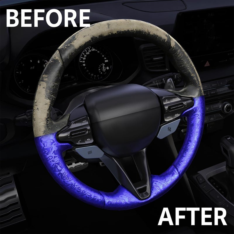 Foneso Forged Carbon Fiber Vinyl Wrap, 3D Cosmic Ghost Textured Auto Car Sticker Decal Film Sheet DIY Vehicle Paint Changing Wrap Featuring Air Release Technology (Blue, 1ft x 5ft) - Image 4