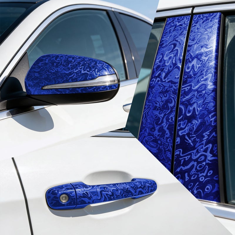 Foneso Forged Carbon Fiber Vinyl Wrap, 3D Cosmic Ghost Textured Auto Car Sticker Decal Film Sheet DIY Vehicle Paint Changing Wrap Featuring Air Release Technology (Blue, 1ft x 5ft) - Image 2