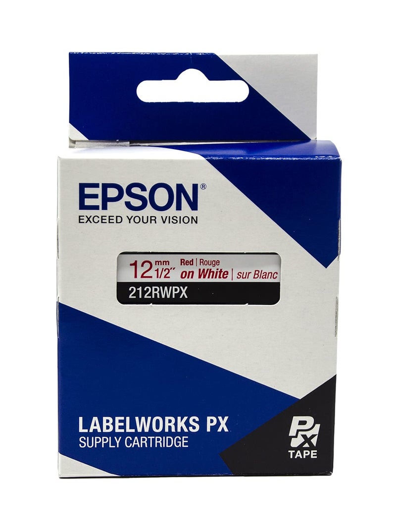 LABELWORKS Epson 212RWPX Genuine PET (Polyester) Tape Cartridge - Red on White Label Maker Tape - 1/2" (12MM) Wide, 30' - Image 5