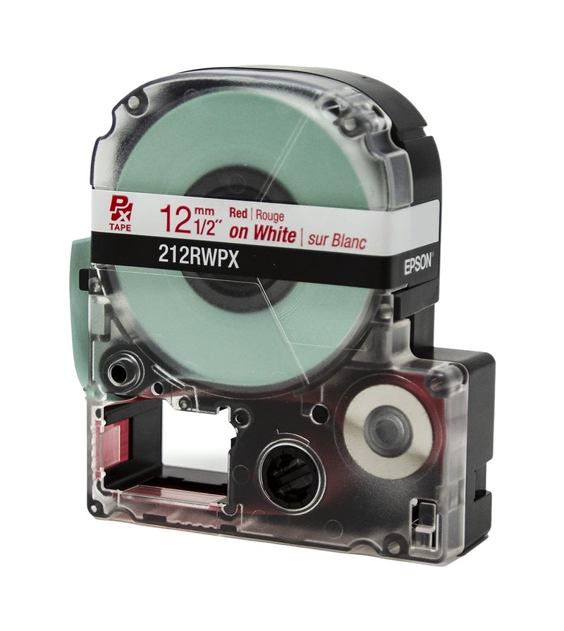 LABELWORKS Epson 212RWPX Genuine PET (Polyester) Tape Cartridge - Red on White Label Maker Tape - 1/2" (12MM) Wide, 30' - Image 3
