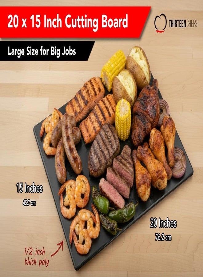 Thirteen Chefs Commercial Grade Black Cutting Board - 20 x 15 Inch Extra Large, 0.5" Thick HDPP Plastic with NSF Stamp for Restaurants Kitchens and Food Service - Image 2