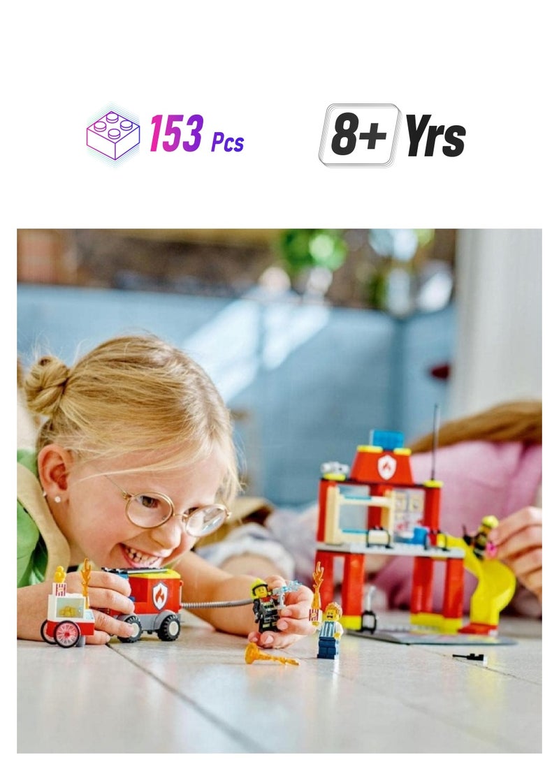 LEGO® City Fire Station and Fire Engine 60375 Building Toy Set (153 Pieces) - Image 1