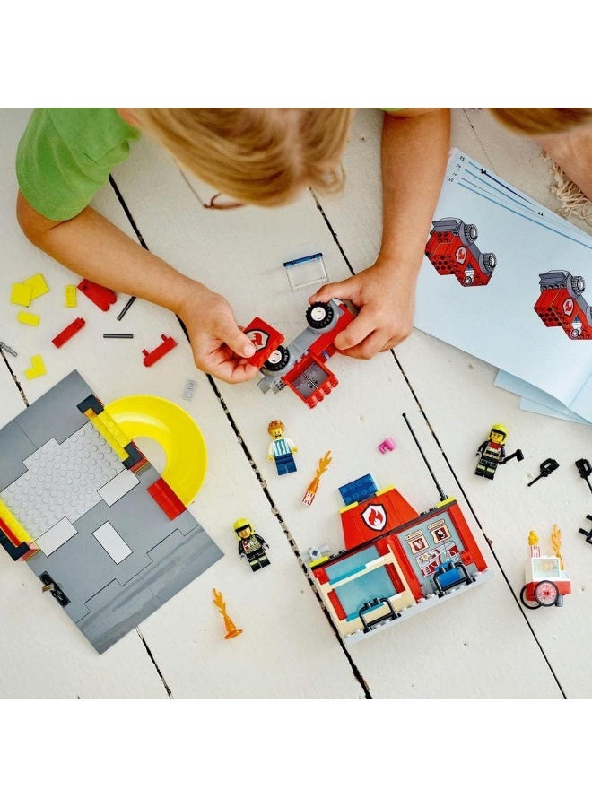 LEGO® City Fire Station and Fire Engine 60375 Building Toy Set (153 Pieces) - Image 2