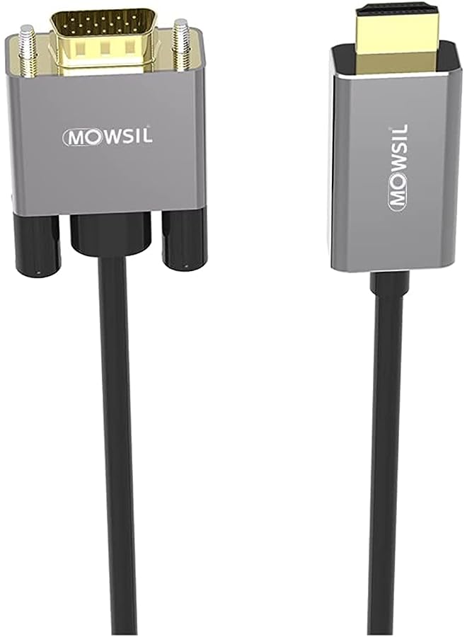 MOWSIL HDMI Port to VGA Cable, 2 Meter Length, Grey - Image 1