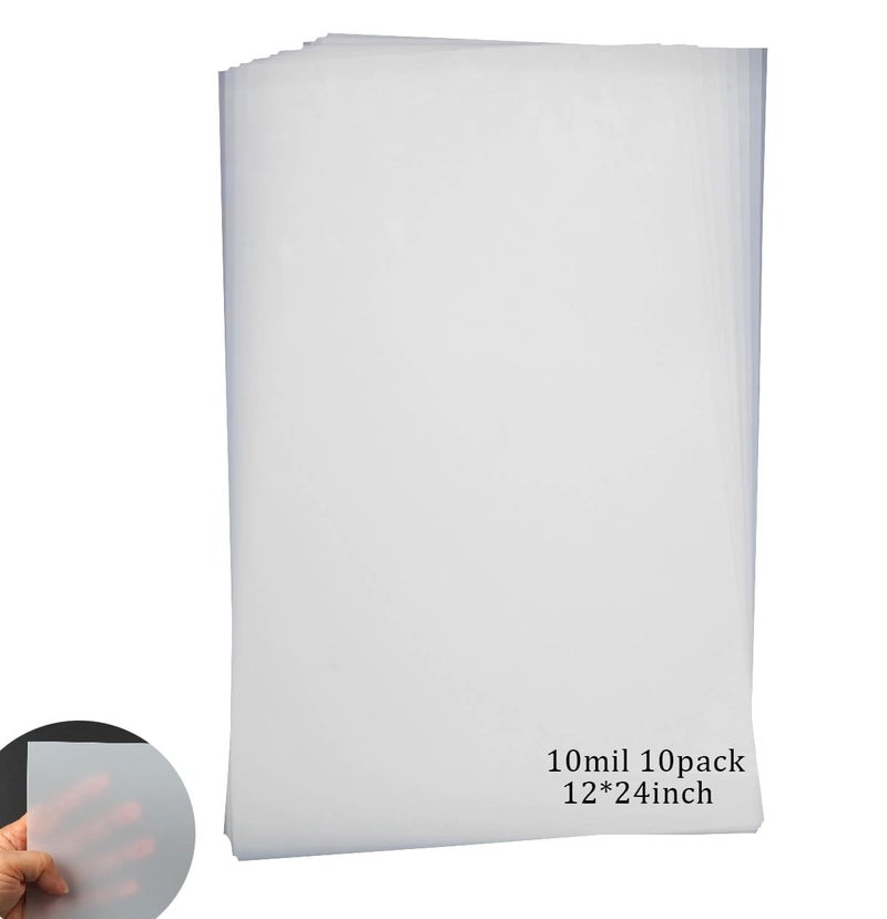 EGOSKY 10 Sheets 10 mil Mylar Sheet 12 x 24 inch Milky Translucent Plastic Blank Stencil, Make Your Own Stencil Template Material - Image 1