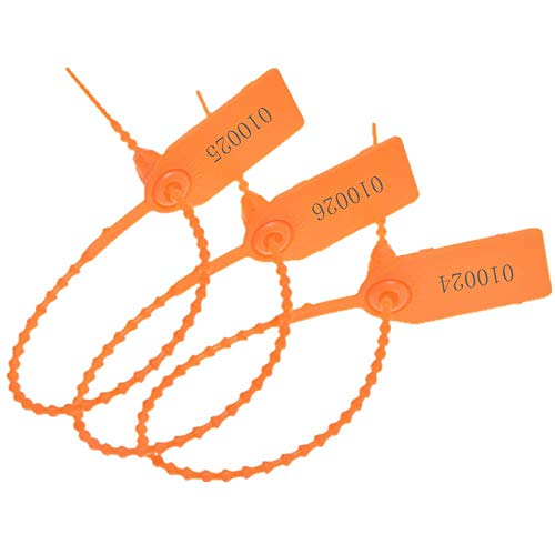 XF-Vel Plastic Security Seals 9.84“ Tamper Proof Self Locking Security Tags Pull-Tite Signage Ties Numbered Orange Pack of 100 PCS - Image 3