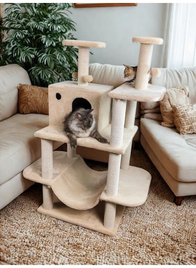 Pets House & Care CATY Cat Scratching Post with Sisal Rope & Hanging Ball – Tall Kitty Activity Center for Adult Cats with Carpeted Base, Durable & Easy to Assemble - Image 3
