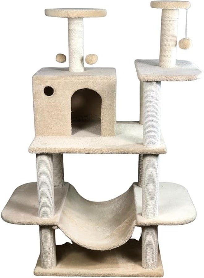 Pets House & Care CATY Cat Scratching Post with Sisal Rope & Hanging Ball – Tall Kitty Activity Center for Adult Cats with Carpeted Base, Durable & Easy to Assemble - Image 4