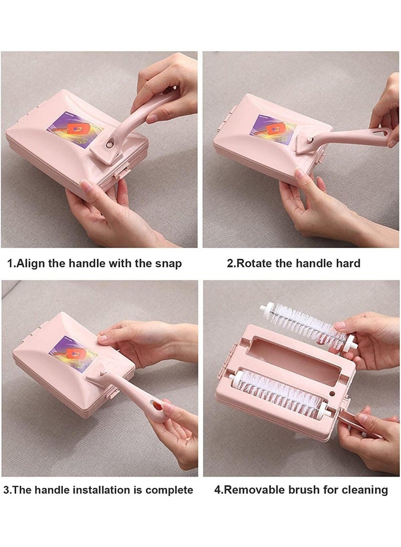 Altheqa 1pc Handheld Carpet Sweeper Handheld Home Cleaning Brushes - Double-Roller Carpet Table Brush Household Tool Crumb Dirt Cleaner For Tablecloth, Floor, Sofa - Image 5