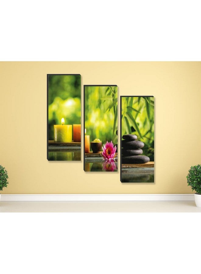 SAF SAF paintings set of 3 Candle And Lotus UV textured self adeshive wall painting for home decoration SANF-SJ197  - Image 2