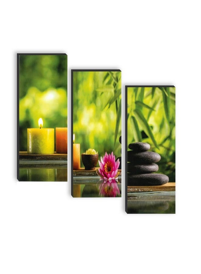 SAF SAF paintings set of 3 Candle And Lotus UV textured self adeshive wall painting for home decoration SANF-SJ197  - Image 1