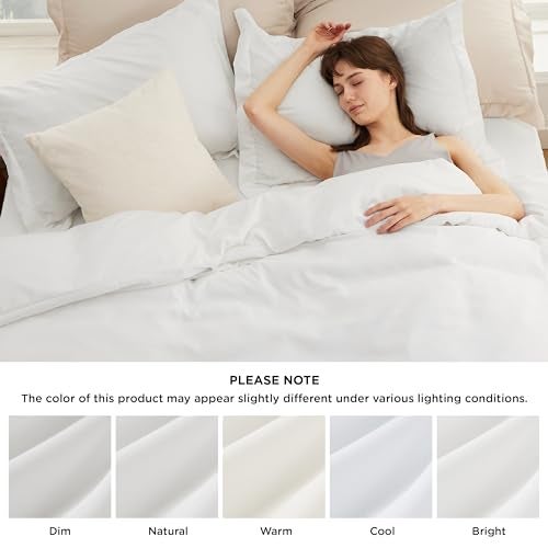 Bedsure Duvet Cover with Fitted Sheet Queen - Warm Deep Pocket, Hotel Luxury Soft Double Brushed Bedding Set with Zipper Closure, 1 Duvet Cover, 1 Fitted Sheet, 2 Pillow Shams, NO Comforter, White - Image 5