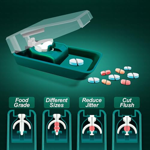 OTICA Best Pill Cutter and Splitter Daily Usage, Safely Cut Pills and Vitamins Tablets, Pill Cutter For Precise Separation, Stainless Steel Blade, Travel Sized (Green, 2 Unit) - Image 2