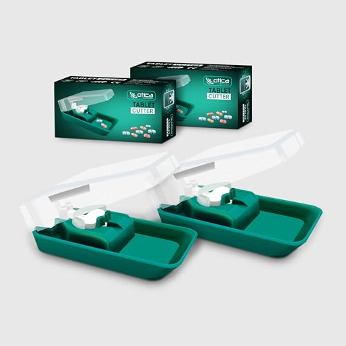 OTICA Best Pill Cutter and Splitter Daily Usage, Safely Cut Pills and Vitamins Tablets, Pill Cutter For Precise Separation, Stainless Steel Blade, Travel Sized (Green, 2 Unit) - Image 1