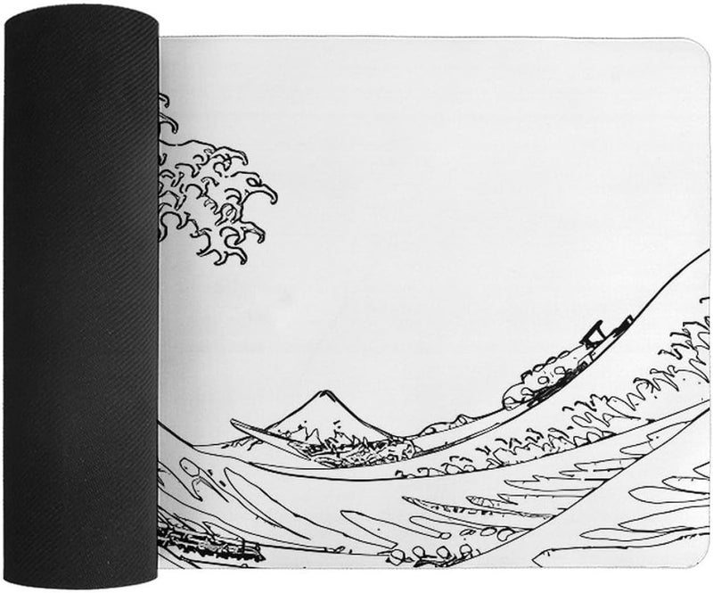 Keebik Gaming Mouse Pad, Great Wave Outline Black and White Mouse Pad 11.8x23.6 Inch Large Extended Computer Mouse Mat Keyboard Full Desk Mousepad for Gaming, Office, Home - Image 3