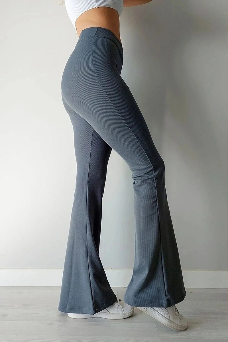 Swana High Waist Slimming Fleece Lined Winter Ribbed Spanish Leggings Trousers - Image 3