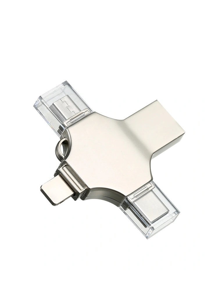 Gravity 4-in-1 metal USB Flash drive Mobile phone computer dual-use Mini USB flash drive Support Type-C Micro USB iOS devices Silver 1TB Storage - Image 2