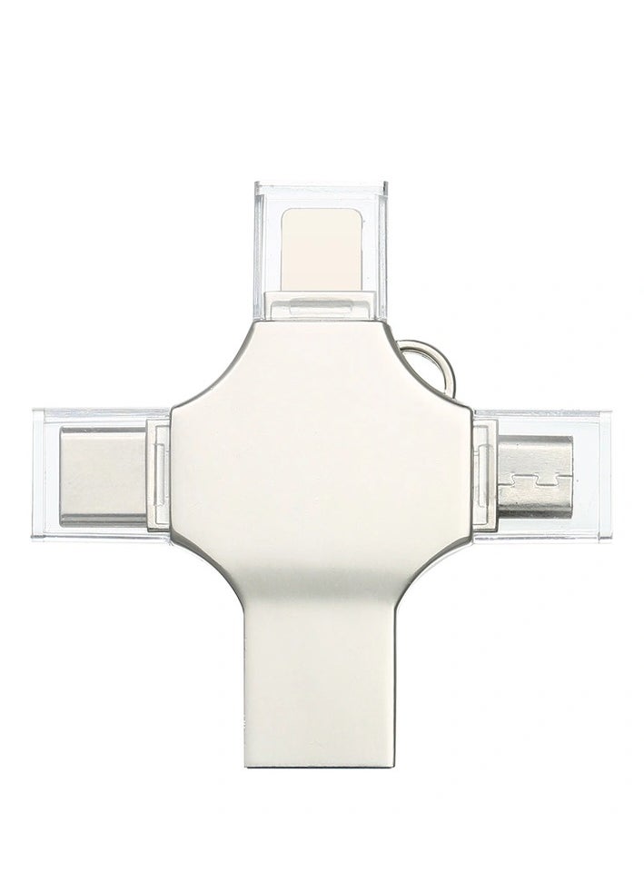 Gravity 4-in-1 metal USB Flash drive Mobile phone computer dual-use Mini USB flash drive Support Type-C Micro USB iOS devices Silver 1TB Storage - Image 4