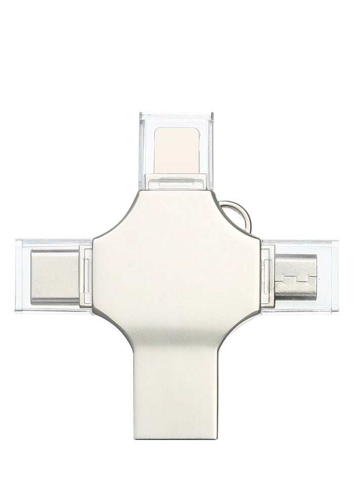 Gravity 4-in-1 metal USB Flash drive Mobile phone computer dual-use Mini USB flash drive Support Type-C Micro USB iOS devices Silver 1TB Storage - Image 1