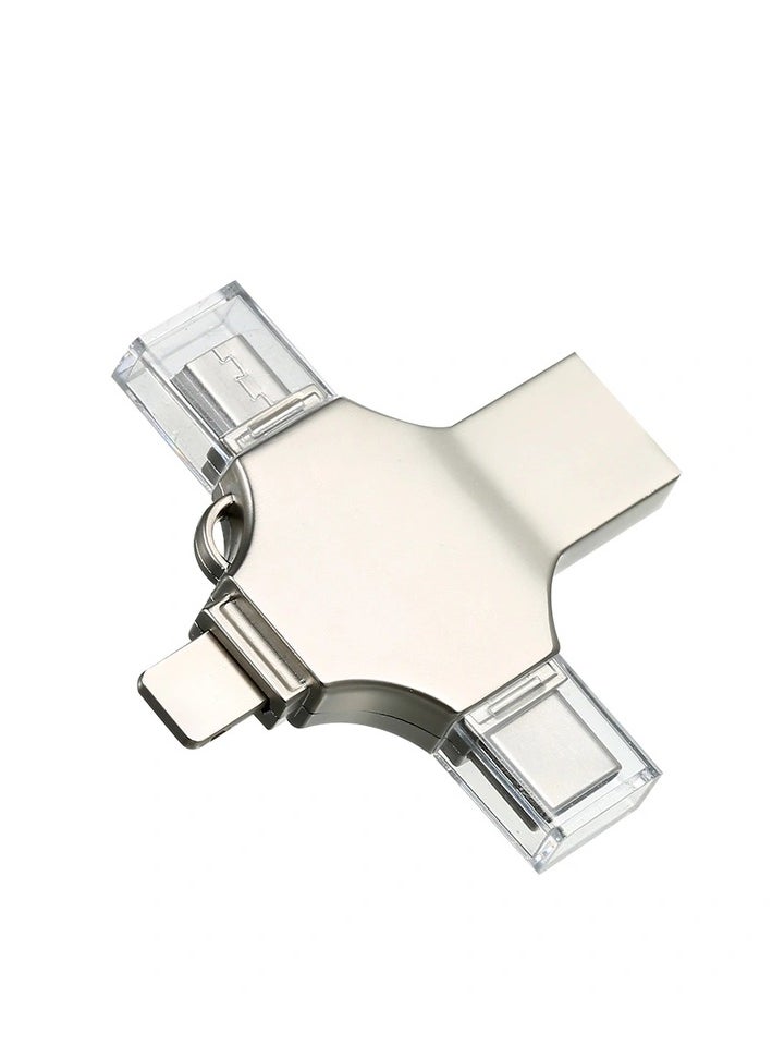 Gravity 4-in-1 metal USB Flash drive Mobile phone computer dual-use Mini USB flash drive Support Type-C Micro USB iOS devices Silver 1TB Storage - Image 3