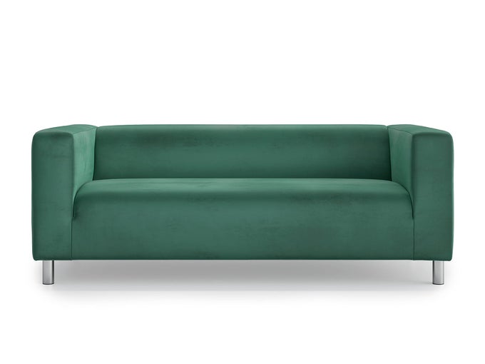 SNUG FIT CLASSIC VELVET KLIPPAN LOVESEAT SLIPCOVER FOR THE IKEA 2 SEATER KLIPPAN LOVESEAT SOFA COVER REPLACEMENT GREEN VELVET