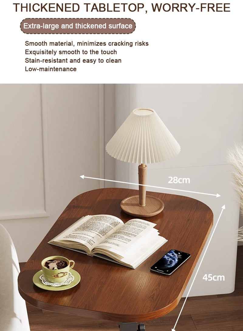 Side table for sofa and bed, C-shaped coffee table, adjustable height from 45-80cm, 360-degree rotating tabletop, easy to move, suitable for any space such as living room, bedroom, study, etc. - Image 4