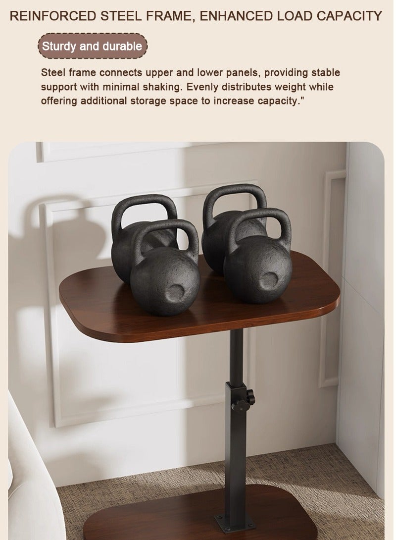 Side table for sofa and bed, C-shaped coffee table, adjustable height from 45-80cm, 360-degree rotating tabletop, easy to move, suitable for any space such as living room, bedroom, study, etc. - Image 5