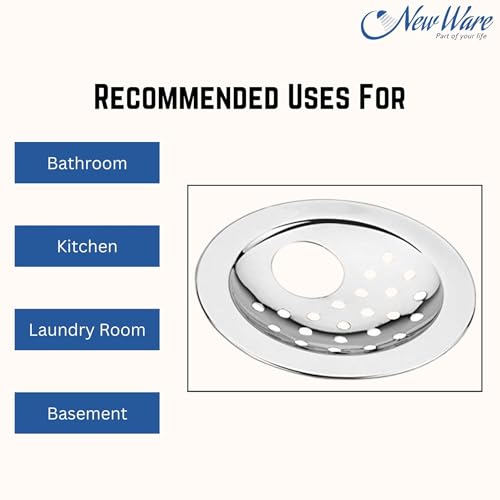 NEW WARE (Pack of 2) Round 4 Inch Stainless Steel Bathroom Jali/Trap with Hole | Chrome Finish Water Drain Grating | Rust-Resistant Floor Drain Cover - Image 3