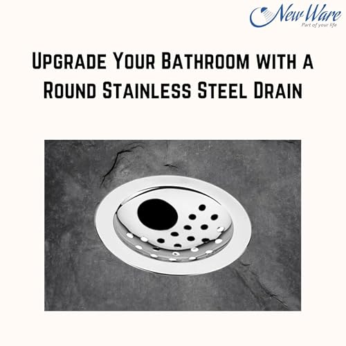 NEW WARE (Pack of 2) Round 4 Inch Stainless Steel Bathroom Jali/Trap with Hole | Chrome Finish Water Drain Grating | Rust-Resistant Floor Drain Cover - Image 2