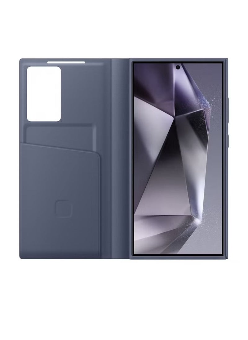 Generic - Galaxy S24 Ultra Smart View Wallet Case Dark Violet - Image 1