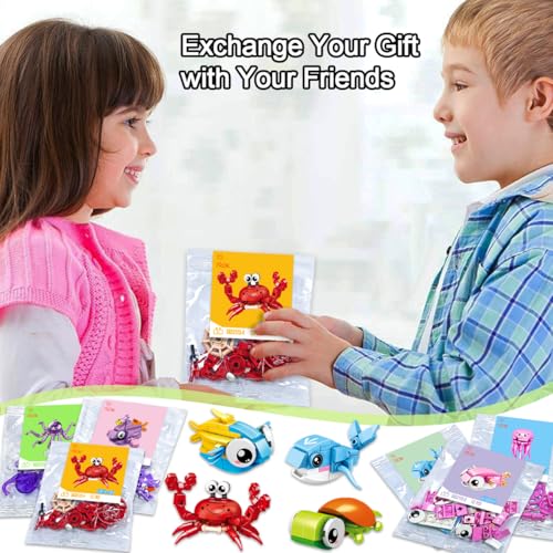 BAOXUE 24 Packs Valentines Day Cards for Kids School Animal Building Block Set Valentines Day Gifts for Kids Classroom Bulk Class Valentine Exchange Cards for Boys Girls - Image 5