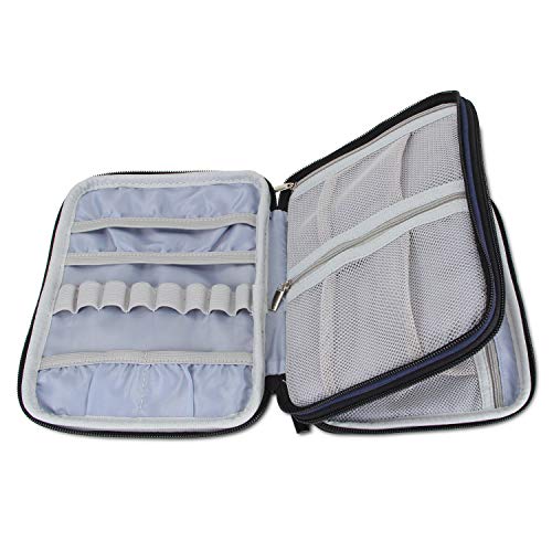 Damero Crochet Hook Case, Travel Storage Bag for Swing Crochet Hooks, Lighted Hooks, Needles(Up to 8'') and Accessories, Large, Blue Dots (No Accessories Included) - Image 4