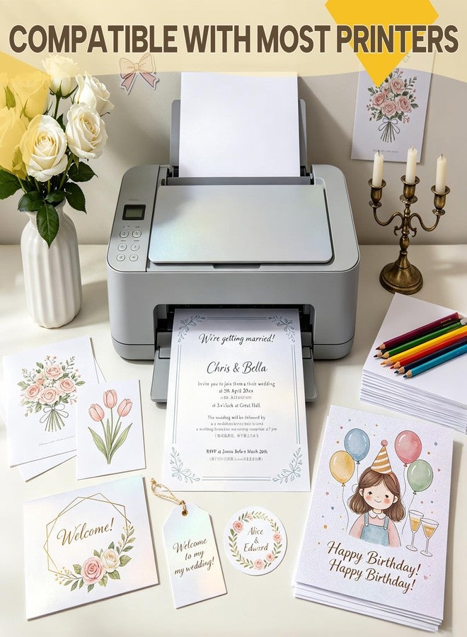 Bupete 100 Sheets White Shimmer Cardstock Paper 8.5x11, 80lb Certificate Paper - Image 4