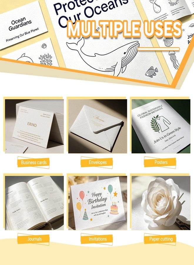 Bupete 100 Sheets White Shimmer Cardstock Paper 8.5x11, 80lb Certificate Paper - Image 5