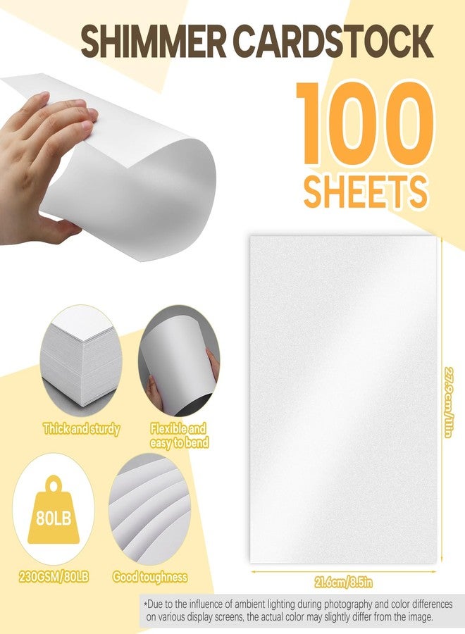 Bupete 100 Sheets White Shimmer Cardstock Paper 8.5x11, 80lb Certificate Paper - Image 2