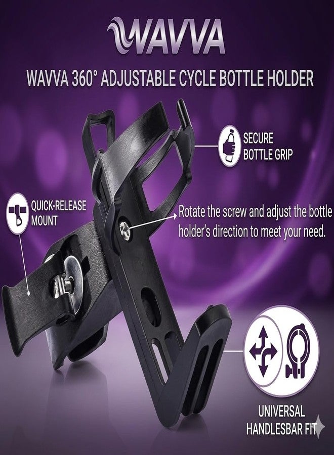 Wavva® Water Bottle Holder CAGE Aluminum Black with Adjustable Clamp cage (Pack of 2) - Image 3